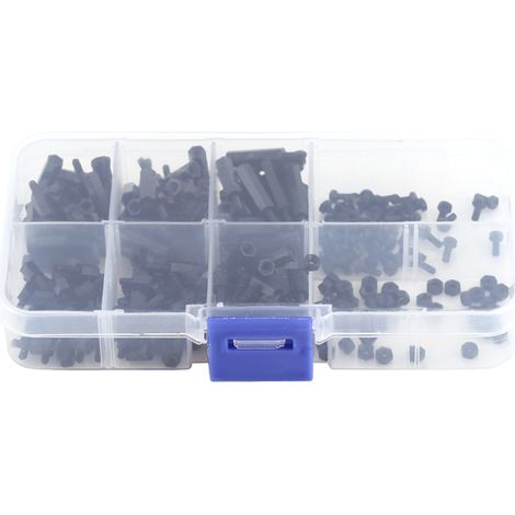 250-teiliges Set Aus M2-nylon-sechskantsäulen, Distanzstücken, Muttern Und Schrauben (m2-außengewinde-distanzstück-sortiment)