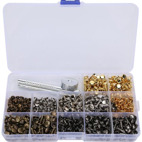 Set Mit 363 Messingnieten Für Die Lederverarbeitung In Eigenregie, Inklusive Werkzeug Und Kreativem Zubehör