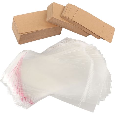 100 Ohrringkarten Mit Aufhängelöchern – Transparente Kraftpapiertüten Zur Schmuckpräsentation Und Geschenkverpackung