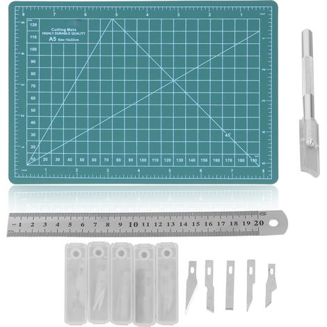 Schneidematte Im Format A5 (15 X 22 Cm) Aus Strapazierfähigem Kunststoff Mit Zoll- Und Millimeter-markierungen, Ideal Zum Nähen Und Für Präzisionsarbeiten.