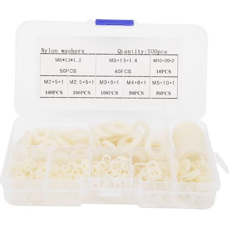 500 Stück Nylon-dichtungen M2, M2,5, M3, M4, M5, M6, M8, M10, Weiße Isolierscheiben Für Elektronik Und Heimwerkerprojekte