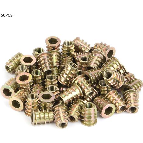 50 Stück M6-einschraubeinsätze Aus Zinklegierung Für Holzmöbel, Innensechskantmuttern (m6 X 15 Mm)