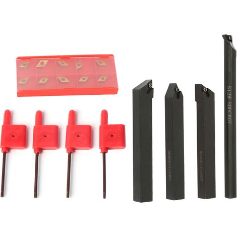 10 Dcmt070204 Hartmetalleinsätze + 4 X 12 Mm Ausdrehstangen + 4 Steckschlüssel Zum Drehen