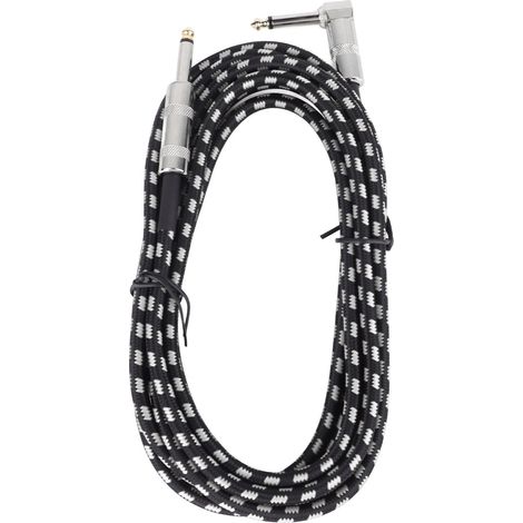 Geräuschunterdrückendes, Geschirmtes Gitarrenkabel Mit Abgewinkeltem Stecker, Hifi-kupferkern Für Bass – Schwarz/weiß, 3 M