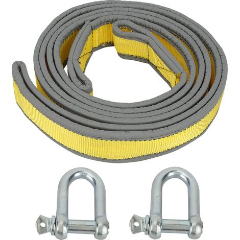 Hochleistungs-abschleppgurt Für Pkw Mit 8 Tonnen Tragkraft Und U-haken (gelb-grau)