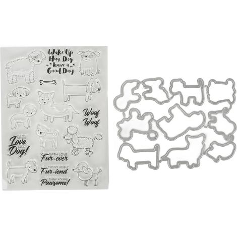 Klarstempelset Mit Hunde- Und Schafmotiven, Schneide- Und Prägeset Für Diy-projekte Und Scrapbooking