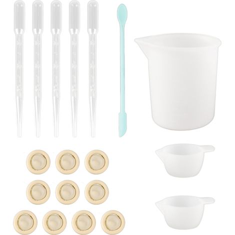 19-teiliges Silikon-werkzeugset Für Epoxidharz: Messbecher, Spatel, Handschuhe Und Pipetten – Blau