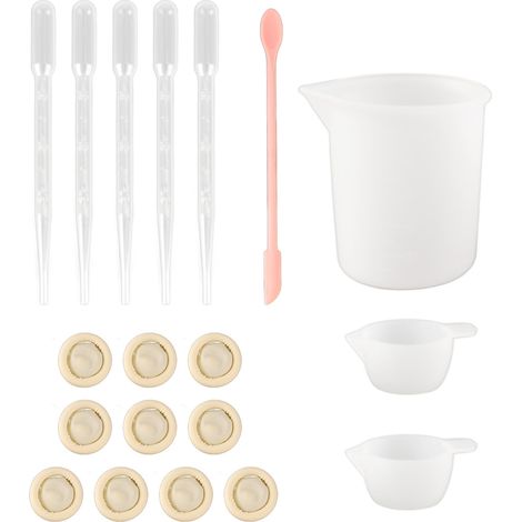 Silikon-werkzeugset Für Epoxidharz: Messbecher, Spatel, Handschuhe Und Pipetten – 19-teilig, Rosa, Zum Basteln