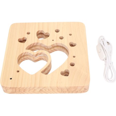 Geschnitztes Kiefernholz-nachtlicht Mit 3d-led, Durchbrochener Herzform, Usb-betrieben, Romantische Dekoration Zum Valentinstag