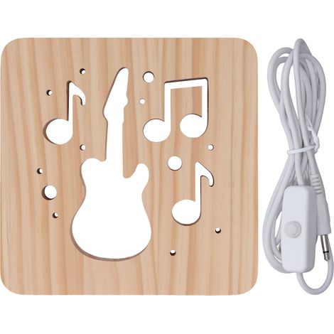 3d-led-nachtlicht In Gitarrenform Aus Holz Mit Hohlraumdesign Für Wohnzimmer, Schlafzimmer, Büro