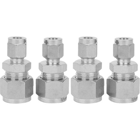 4-teiliges Edelstahl-doppelring-geradverschraubungsset Für Schläuche (1/4" Bis 1/2") - Hochwertiger Kompressionsadapter