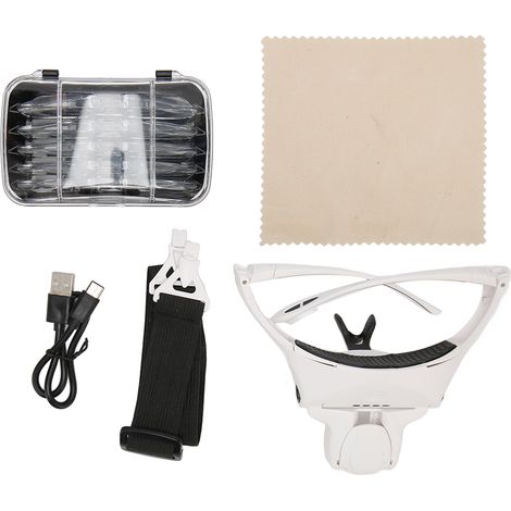 Kopflupe Mit 1- Bis 3,5-facher Vergrößerung, 5 Linsen Und 4 Leds, Ergonomisch Und Freihändig Bedienbar Für Präzises Arbeiten Zu Hause.