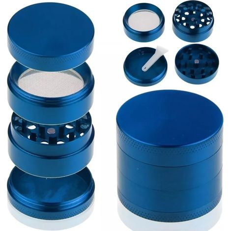 Tragbarer, 4-stufiger, Abnehmbarer Kräuter- Und Tabakmühle Aus Zinklegierung, Blau, Herren