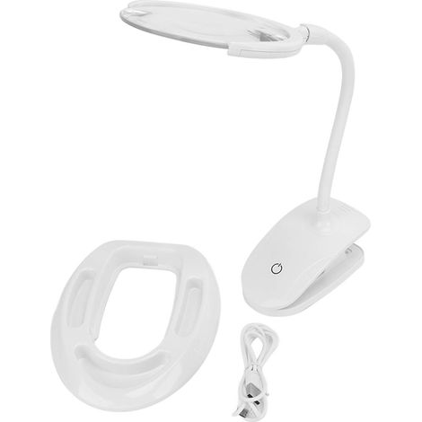 Vergrößerungslampe Mit 6 Leds, 2 Geschwindigkeitsstufen, Faltbarer Optik, Verstellbarem, Stabilem Fuß Für Zuhause, Büro Und Schule