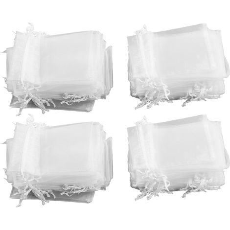 200 Weiße Organzabeutel Mit Kordelzug, 10 X 15 Cm, Ideal Als Geschenk, Für Hochzeiten, Schmuck Und Als Elegante Dekoration.