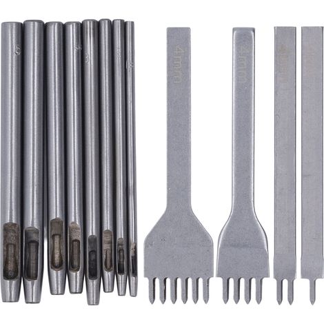 Set Manueller Druckstanzen Für Leder, Rundes Perforationswerkzeug Mit Spitze Für Lederhandwerk Und Heimwerkerprojekte.