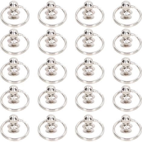 20 Sets Rundkopfnieten Mit Ringen 8x19mm, Doppelringe, Hochglänzendes Silber Für Diy-lederarbeiten
