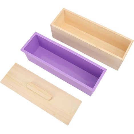 Lila Seifenform Aus Weichem Silikon, Diy-set Zur Handgemachten Seifenherstellung Mit Holzbox Und Deckel