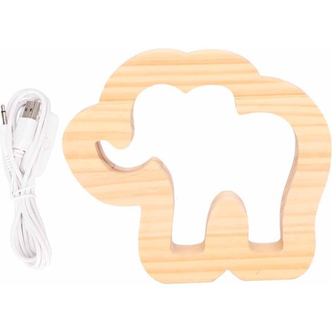 Led-lampe In Form Eines Geschnitzten Elefanten Aus Holz, 3,3 W, Usb-anschluss, Stimmungsvolles Licht Für Büro Oder Schlafzimmer