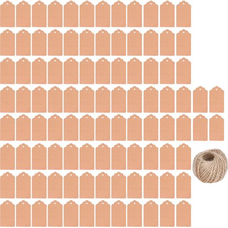 Diy-geschenkanhänger Aus Kraftpapier, 100 Stück – 30 M Juteseil Für Hochzeiten, Weihnachten, Thanksgiving – Doppelseitig, Holzfarben
