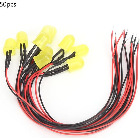 50 Gelbe 12v 0,06w 10mm Led-leuchtperlen Mit 20cm 26awg Kabeln Für Industriezubehör