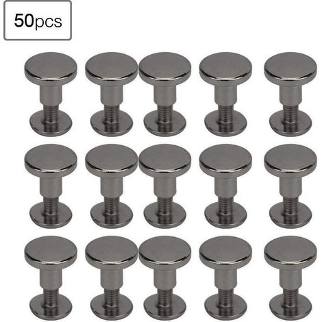 50 Stück 8 Mm Flachkopf-nieten Aus Reinem Kupfer Für Notizbuchbindungen, Lederriemenschrauben, Befestigungsset – Farbe: Gunmetal