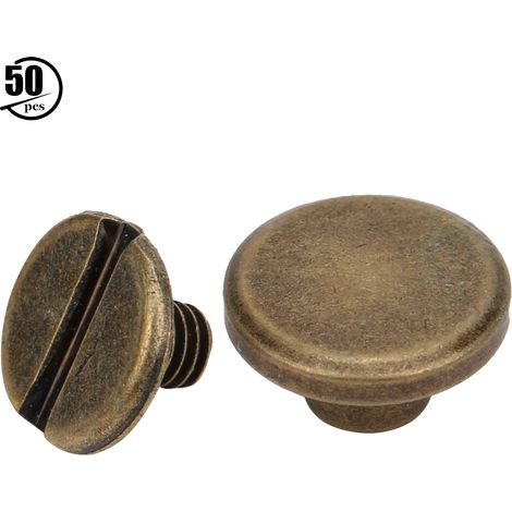 50 Sätze 6,5 Mm Messing-flachkopfnieten Mit Ziernieten Für Diy-lederarbeiten Und Befestigungselemente, Bronze