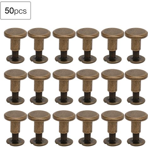 50 Stück 8 Mm Flachnieten Aus Reinem Kupfer Für Notizbuchbindungen, Schraubensatz Für Lederarmbänder Aus Bronze