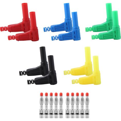 10 Stück P3014 Sicherheits-bananenstecker 4 Mm Rechtwinklig Mit Schutzhülle Für Kabel