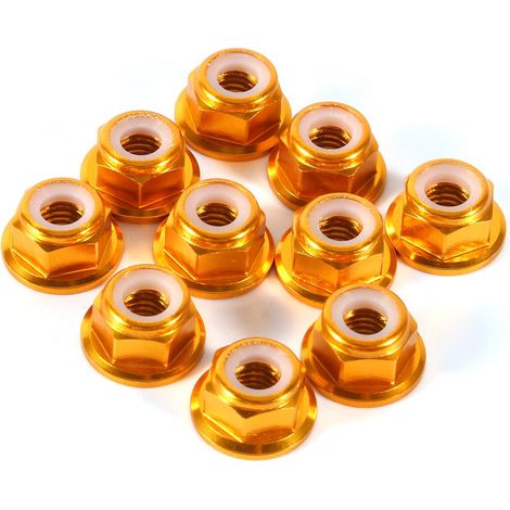 10 Stück Selbstsichernde Nylon-m5-sechskantmuttern Aus Aluminium, Goldfarben