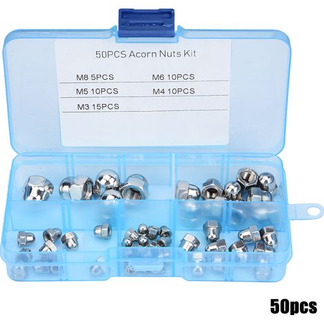 Satz Mit 50 Edelstahl-hutmuttern M3 M4 M5 M6 M8, Sechskantkopf