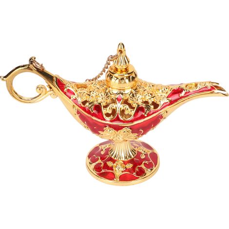 Genie Ally Lampe Mit Gold-rotem Reliefmuster, Faszinierendes Design Für Büro- Oder Schlafzimmerdekoration (12 Cm)