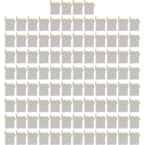 100 Transparente Organzabeutel Mit Stern- Und Mondmotiv, 7 X 9 Cm, Mit Kordelzug, Für Hochzeitsgeschenke Und Partys, Weiß