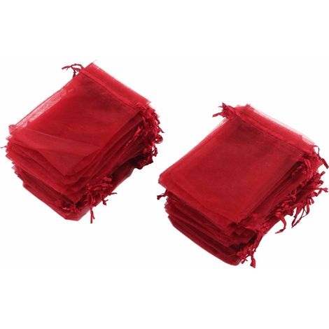 100 Transparente Organzabeutel 10x15cm Mit Kordelzug Für Schmuck, Geschenke, Hochzeiten - Rot (100er-packung)