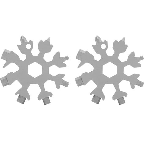 2-teiliges, Tragbares, Schneeflockenförmiges Multifunktionswerkzeug, 18-in-1 Für Den Outdoor-einsatz (silber)