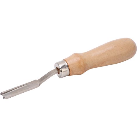 Breitspitziger Fasenschneider Aus Robustem Stahl, Holzgriff Zum Präzisen Abschrägen Von Lederkanten.