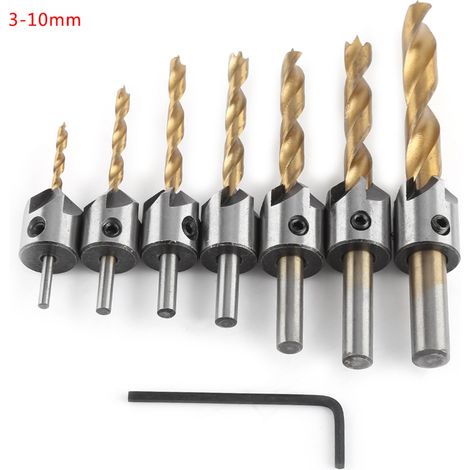Senkbohrer Für Holz Mit Inbusschlüssel, 7-teiliges Set (3-10 Mm) Zum Bohren Und Für Holzbearbeitung