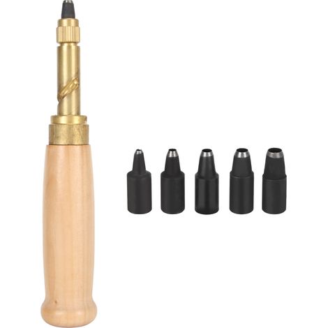 Japanischer Messing-schraubenlocher Mit Holzgriff Und 5 Verstellbaren Spitzen Für Gürtel, Armbänder Und Taschen