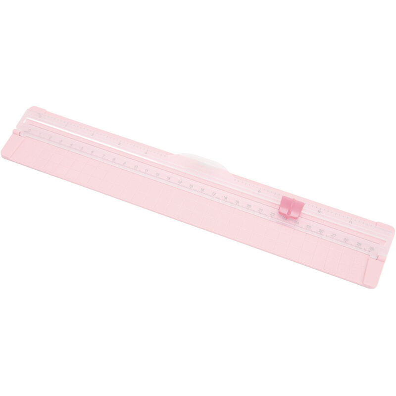 Kompakter, Tragbarer Diy-papierschneider Mit Bidirektionaler Klinge Und Hd-skala, Aus Hellrosa Abs-kunststoff, Ideal Für Fotos Und Scrapbooking.