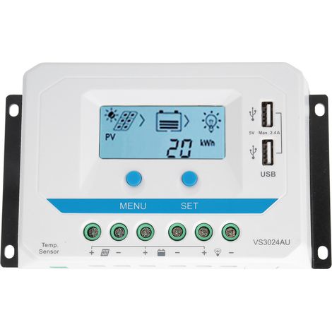 10a-30a 12v/24v Pwm-solarladeregler Mit Lcd-bildschirm Und Zwei Usb-anschlüssen Vs1024au