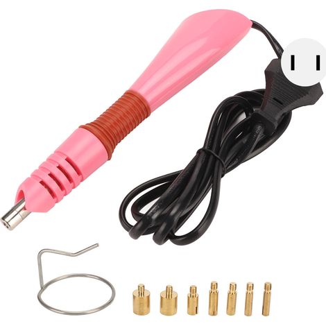 Thermostatischer Applikator, Energiesparendes Heißklebegerät Für Heimwerker Mit 7 Ringen Und Metallspitzen, Rosa, Us-stecker 110–220 V