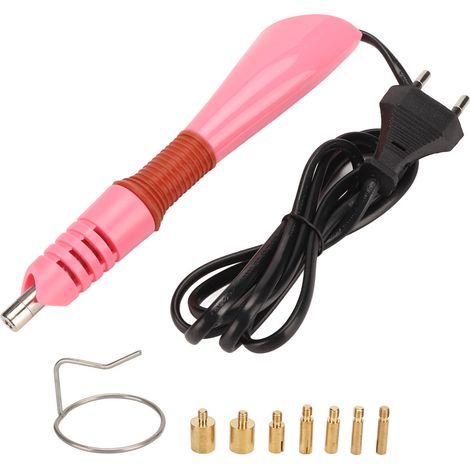 Autarkes Heißklebegerät Mit Thermostat Zur Energieeinsparung, Heimwerker-reparaturgerät Mit 7 Aufsätzen Und Metallringen, Rosa, Eu-stecker 110–220 V