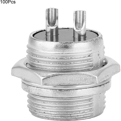 100 Stück 2-polige Luftfahrt-stecker, Universelles 16-mm-edelstahlgehäuse, Berm-spitze