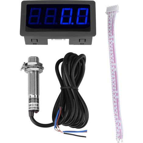 4-stelliger Digitaler Led-drehzahlmesser Mit Npn-hall-effekt-sensor (blau) Zur Drehzahlmessung