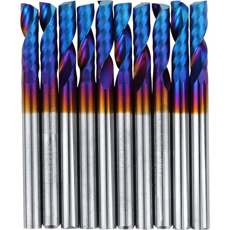10 Vollhartmetall-fräser, 1 Spiralmesser, Blaue Nano-beschichtung, 3,175 Mm Zum Gravieren Und Bearbeiten