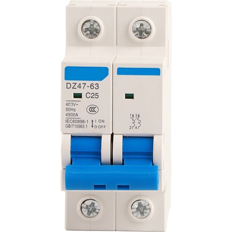 Miniatur-2-poliger Leitungsschutzschalter Dz47-63 Mit Fehlerstromschutzschalter, 400 V Ac, 25 A