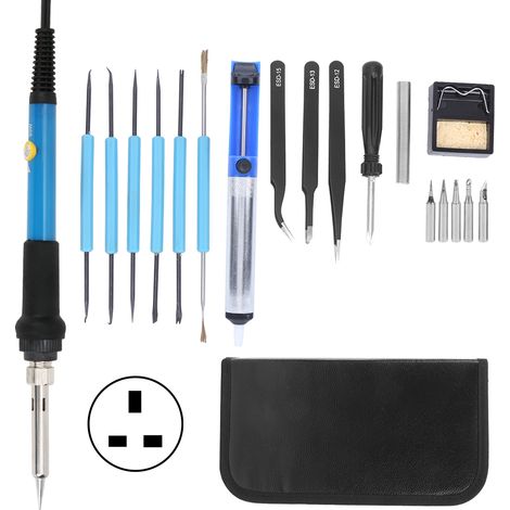 Verstellbarer 60-w-elektrolötkolben Mit Schalterfunktion – Diy-lötset Für Elektronikprojekte – Uk-stecker 220 V