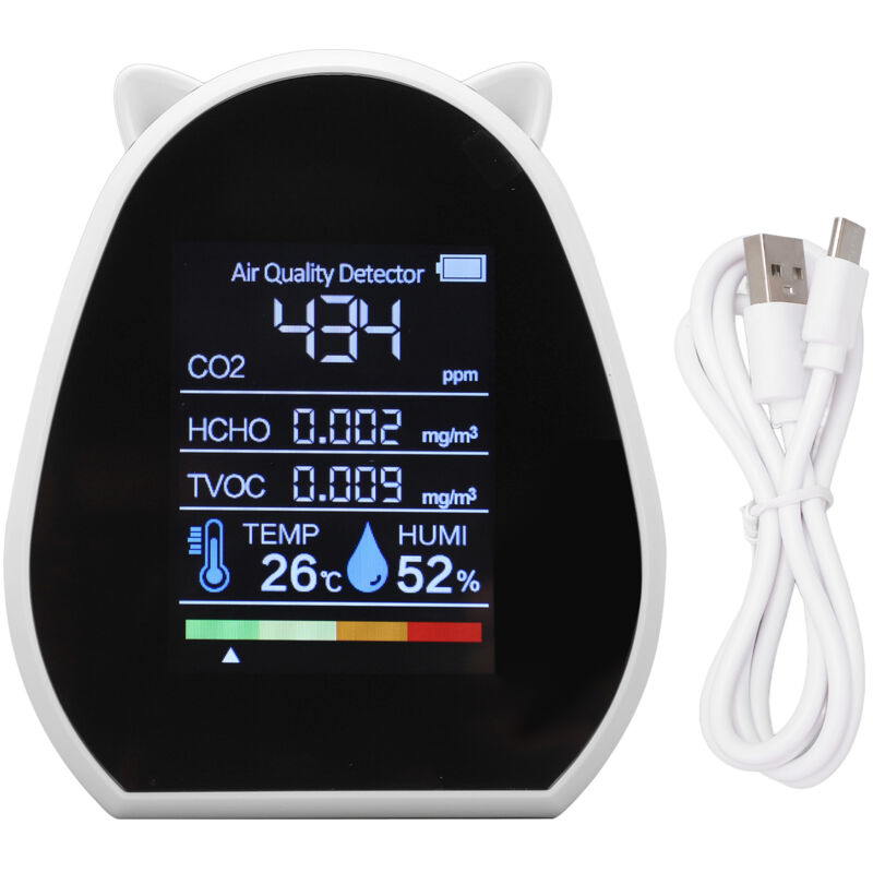 Co₂-detektor Mit Temperatur- Und Feuchtigkeitsmessung – Hochpräziser Luftqualitätsmonitor Für Hcho Und Tvoc