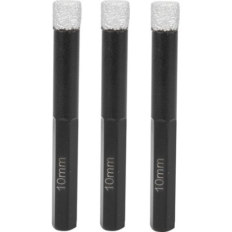 3-teiliges Set Trockengelöteter Diamantbohrer Für Granit Und Keramik, Sechskantschaft, 10-mm-lochsäge, Schwarz