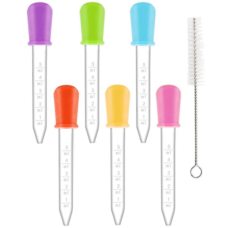 Set Mit Graduierten Kunststoffpipetten Und Reinigungsbürste – 5 Ml Fassungsvermögen – Ideal Für Kinderlabore, Lebensmittel, Süßigkeiten, Haustiere Und Pflanzen